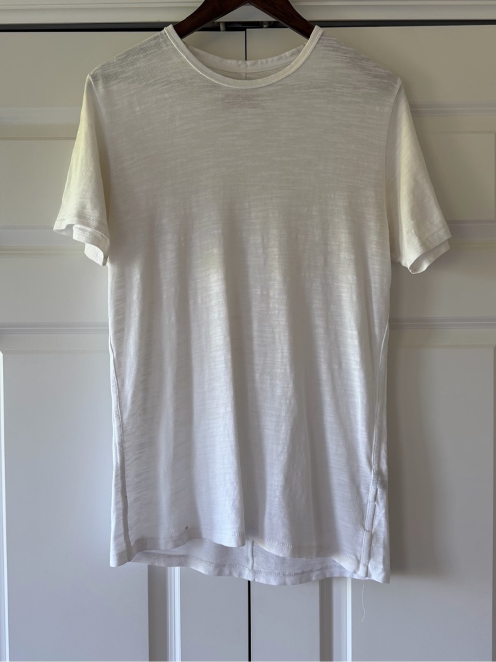 Rag and Bone Flame Pima Cotton T-Shirt in White — Size S (Minor Staining/Holes)